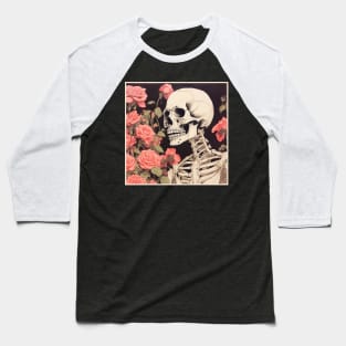 Creepy Skeleton Flower Cartoon Vintage Baseball T-Shirt